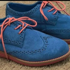 Primadonna Collection Blue Suede Oxford Shoes
